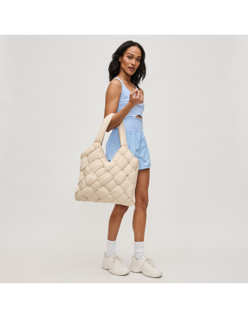 SOL & SELENE Illumine Woven Nylon Tote in Cream