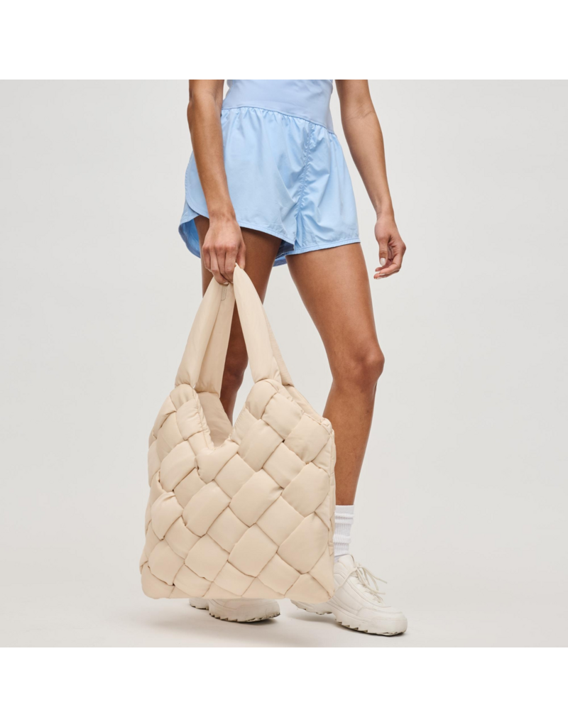 SOL & SELENE Illumine Woven Nylon Tote in Cream