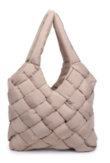 SOL & SELENE Illumine Woven Nylon Tote in Nude