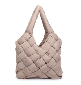 SOL & SELENE Illumine Woven Nylon Tote in Nude