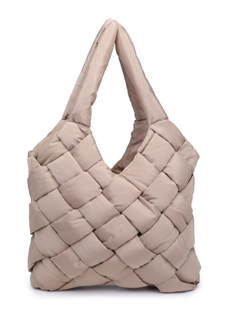 SOL & SELENE Illumine Woven Nylon Tote in Nude