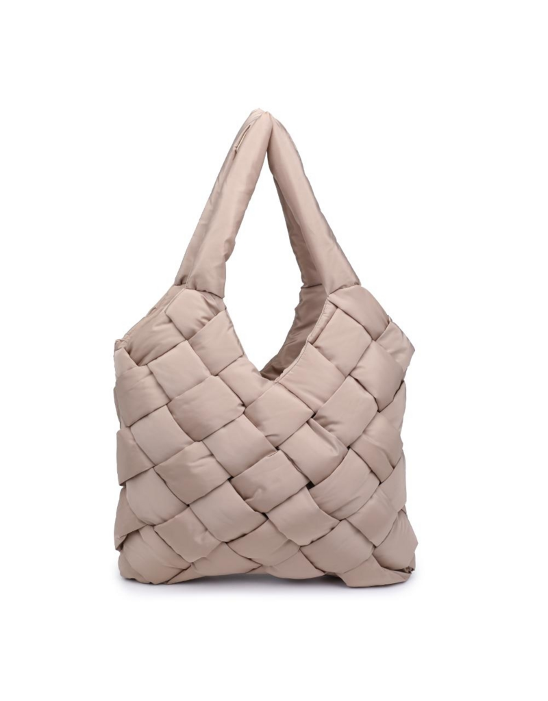 SOL & SELENE Illumine Woven Nylon Tote in Nude