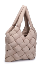 SOL & SELENE Illumine Woven Nylon Tote in Nude