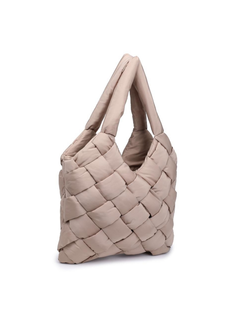 SOL & SELENE Illumine Woven Nylon Tote in Nude