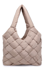 SOL & SELENE Illumine Woven Nylon Tote in Nude