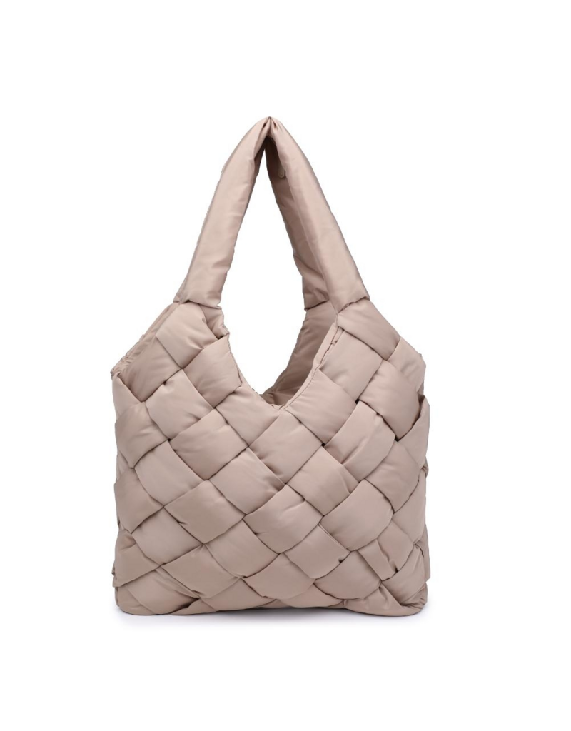 SOL & SELENE Illumine Woven Nylon Tote in Nude