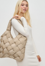 SOL & SELENE Illumine Woven Nylon Tote in Nude