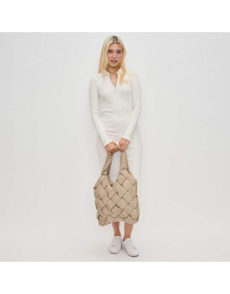 SOL & SELENE Illumine Woven Nylon Tote in Nude