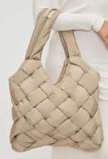 SOL & SELENE Illumine Woven Nylon Tote in Nude
