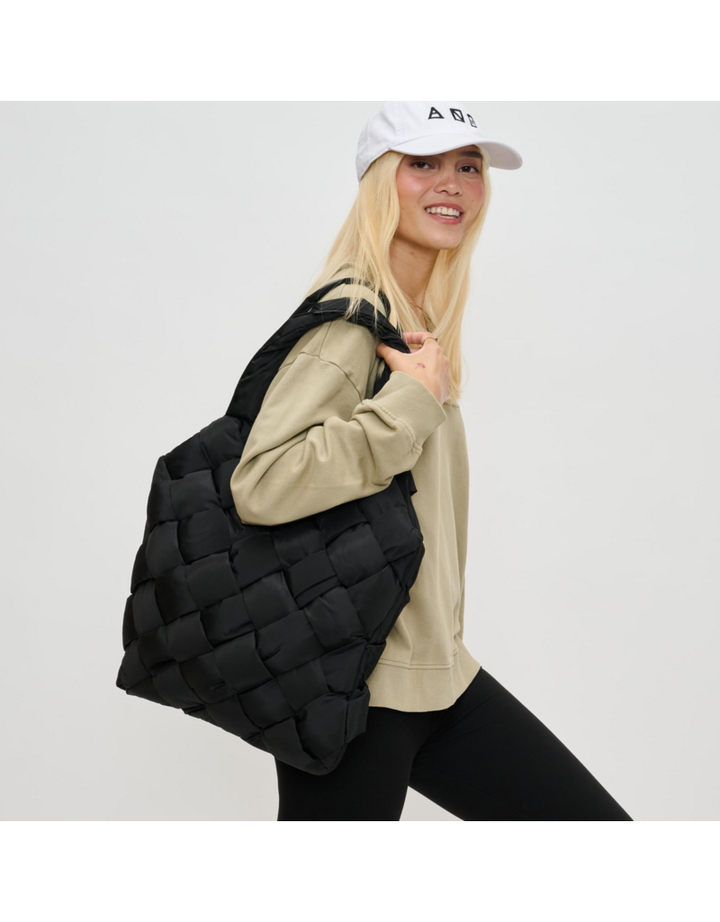 SOL & SELENE Illumine Woven Nylon Tote in Black