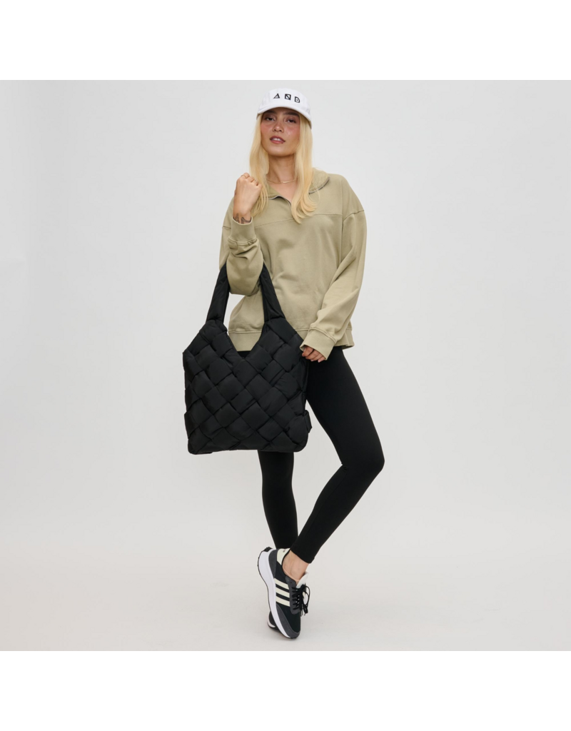 SOL & SELENE Illumine Woven Nylon Tote in Black