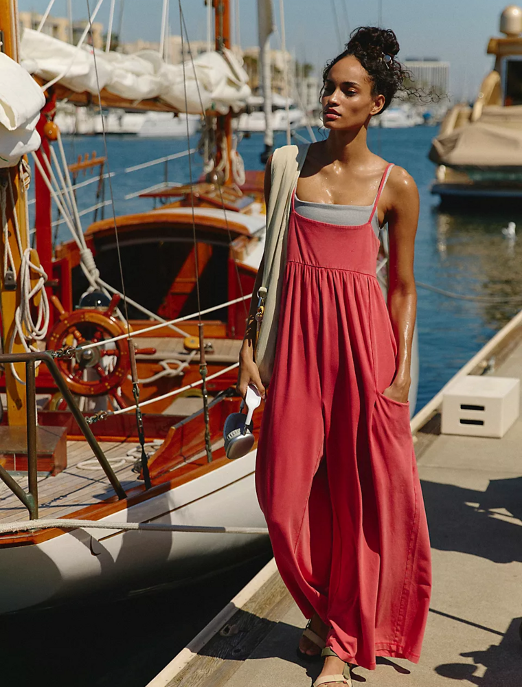 FREE PEOPLE MOVEMENT Hot Shot Strappy Onesie in Grapefruit
