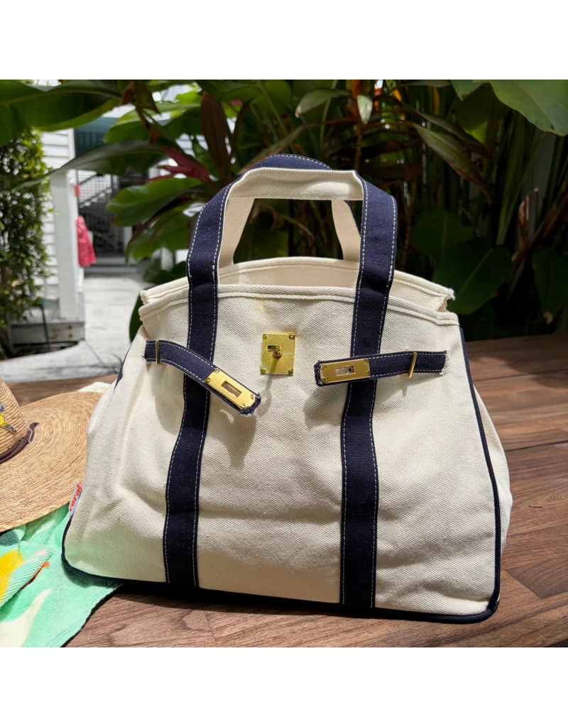 CORAL STRANDS Boatkin Tote Bag in Navy Blue