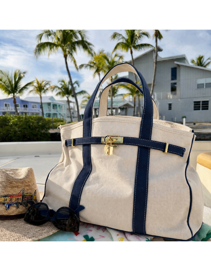CORAL STRANDS Boatkin Tote Bag in Navy Blue