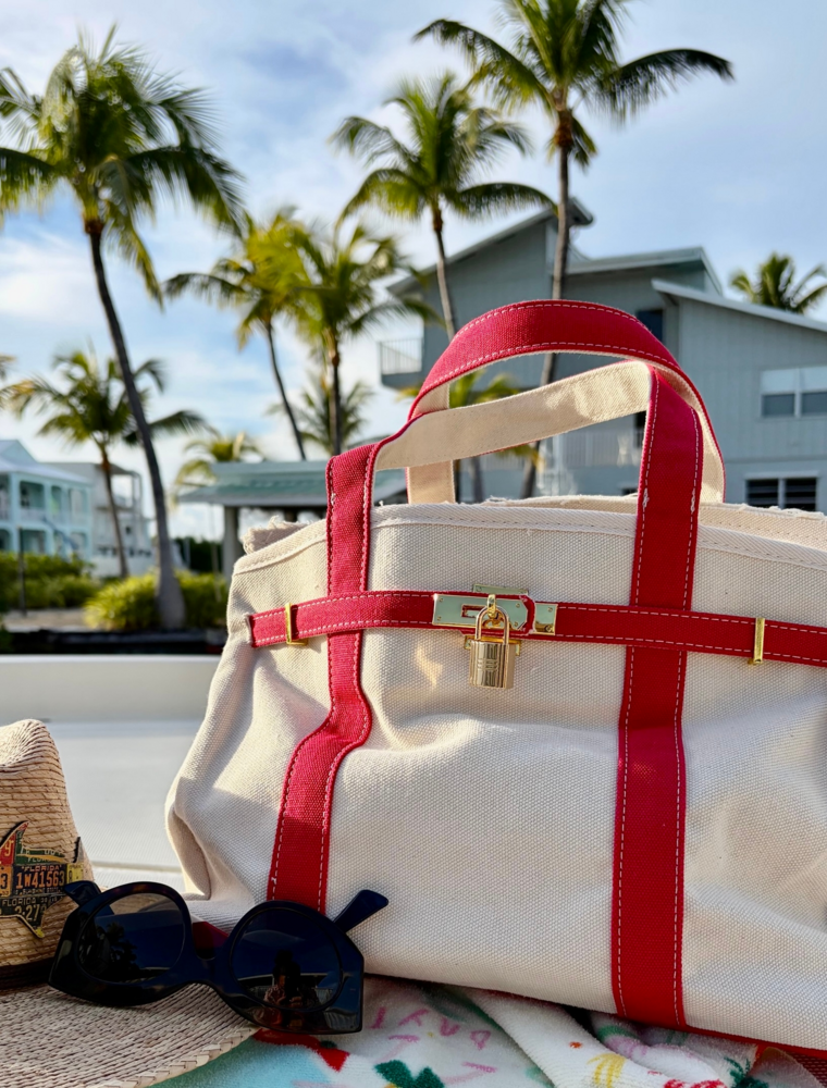 CORAL STRANDS Boatkin Tote Bag in Red