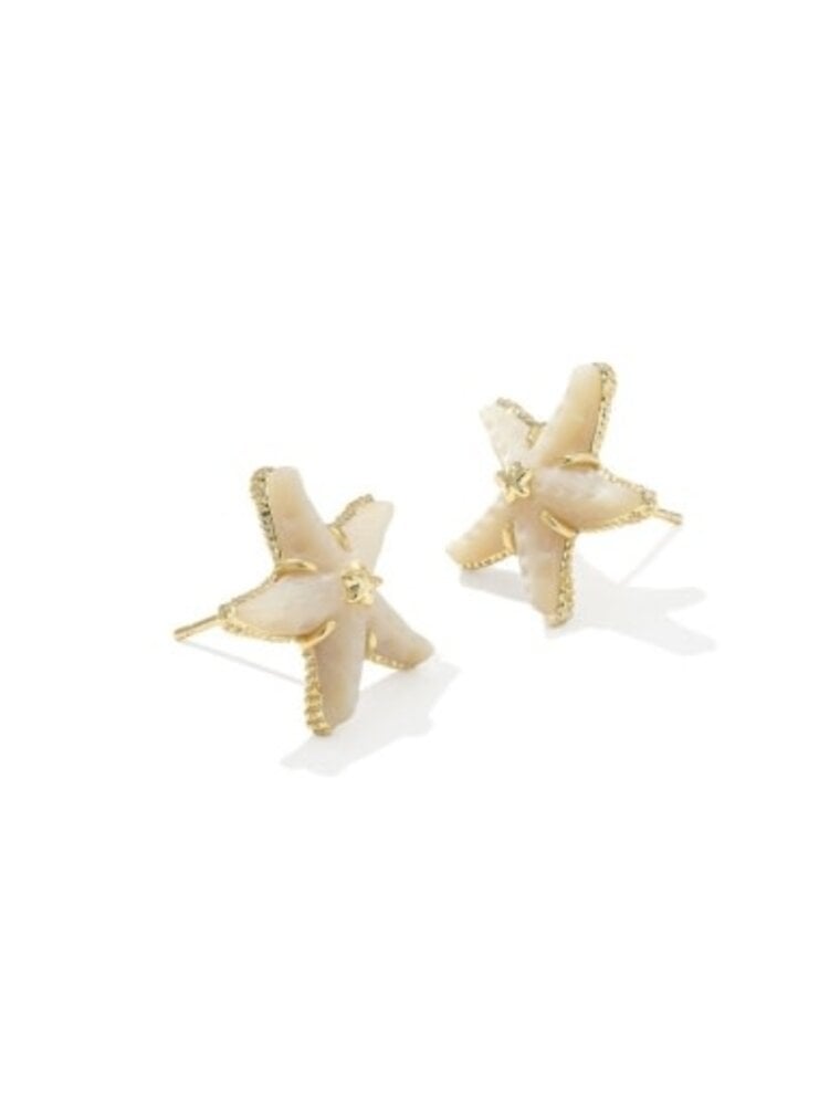KENDRA SCOTT DESIGN Parker Starfish Gold Stud Earrings in Natural Mother-of-Pearl
