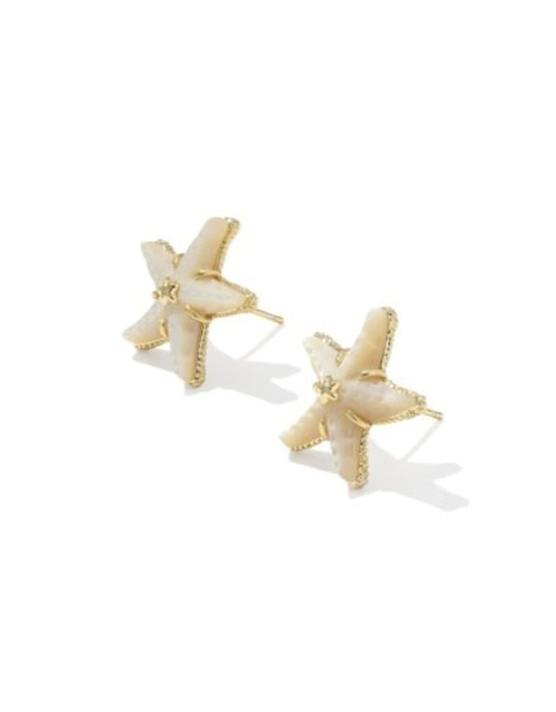 KENDRA SCOTT DESIGN Parker Starfish Gold Stud Earrings in Natural Mother-of-Pearl