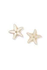 KENDRA SCOTT DESIGN Parker Starfish Gold Stud Earrings in Natural Mother-of-Pearl