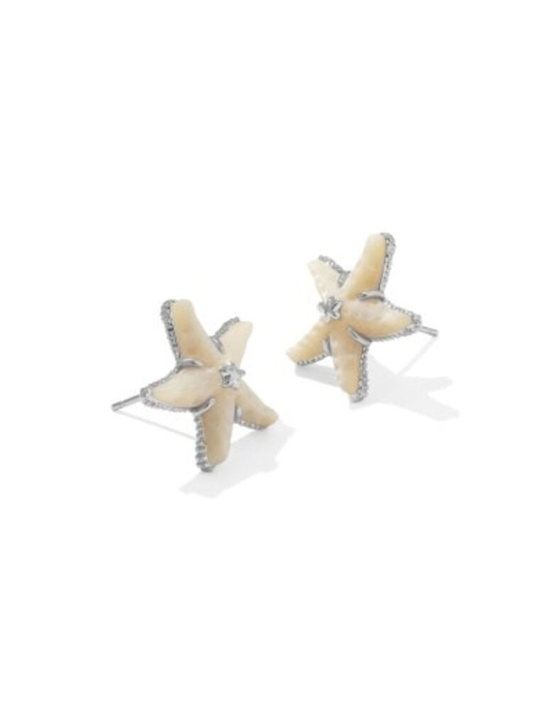 KENDRA SCOTT DESIGN Parker Starfish Silver Stud Earrings in Natural Mother-of-Pearl
