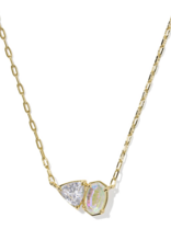 KENDRA SCOTT DESIGN Tatum Gold Short Pendant Necklace in White CZ Mix