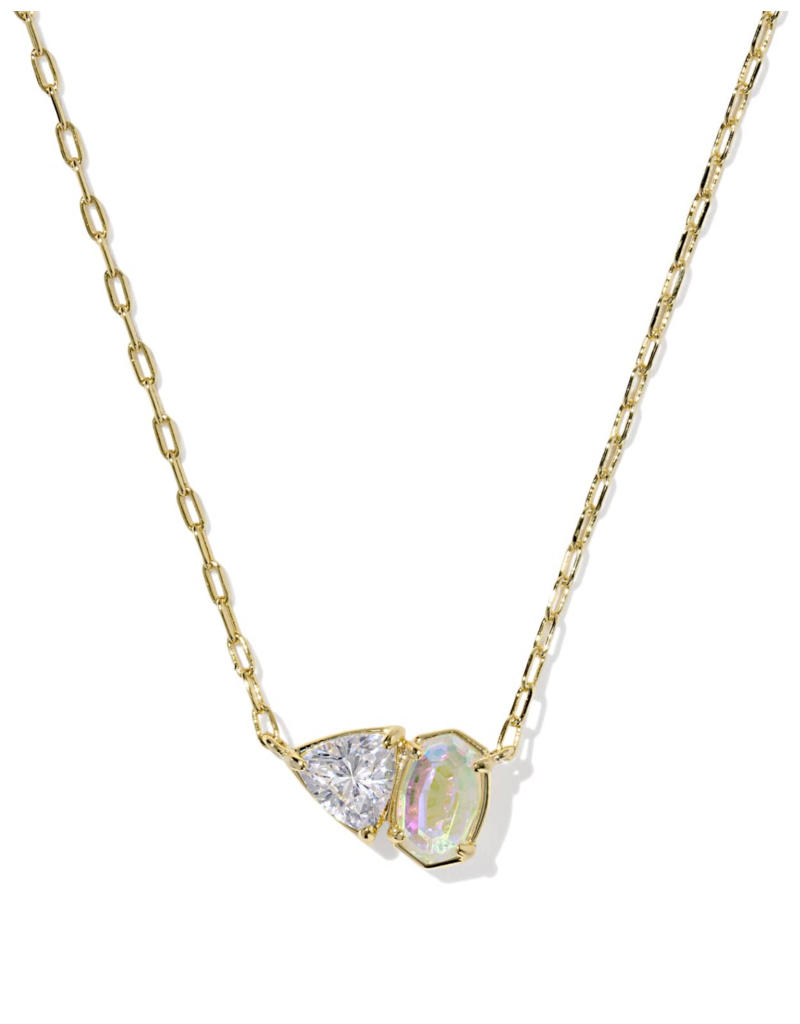 KENDRA SCOTT DESIGN Tatum Gold Short Pendant Necklace in White CZ Mix