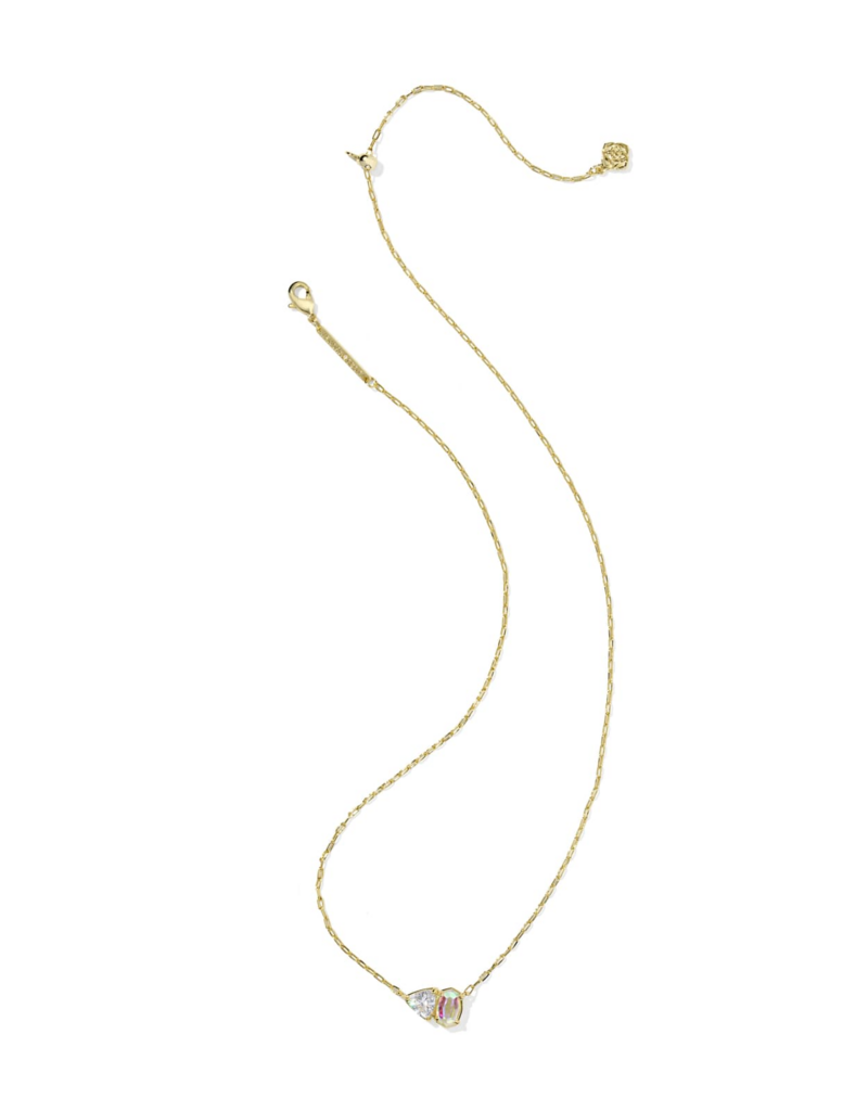KENDRA SCOTT DESIGN Tatum Gold Short Pendant Necklace in White CZ Mix
