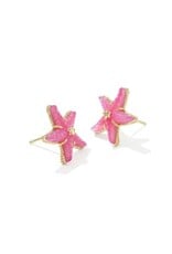 KENDRA SCOTT DESIGN Parker Starfish Gold Stud Earrings in Bright Pink Mother-of-Pearl