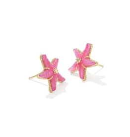 KENDRA SCOTT DESIGN Parker Starfish Gold Stud Earrings in Bright Pink Mother-of-Pearl
