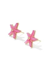 KENDRA SCOTT DESIGN Parker Starfish Gold Stud Earrings in Bright Pink Mother-of-Pearl