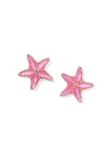 KENDRA SCOTT DESIGN Parker Starfish Gold Stud Earrings in Bright Pink Mother-of-Pearl