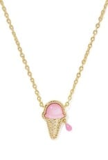 KENDRA SCOTT DESIGN Ice Cream Gold Short Pendant Necklace in Pastel Pink Mother-of-Pearl