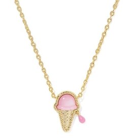 KENDRA SCOTT DESIGN Ice Cream Gold Short Pendant Necklace in Pastel Pink Mother-of-Pearl