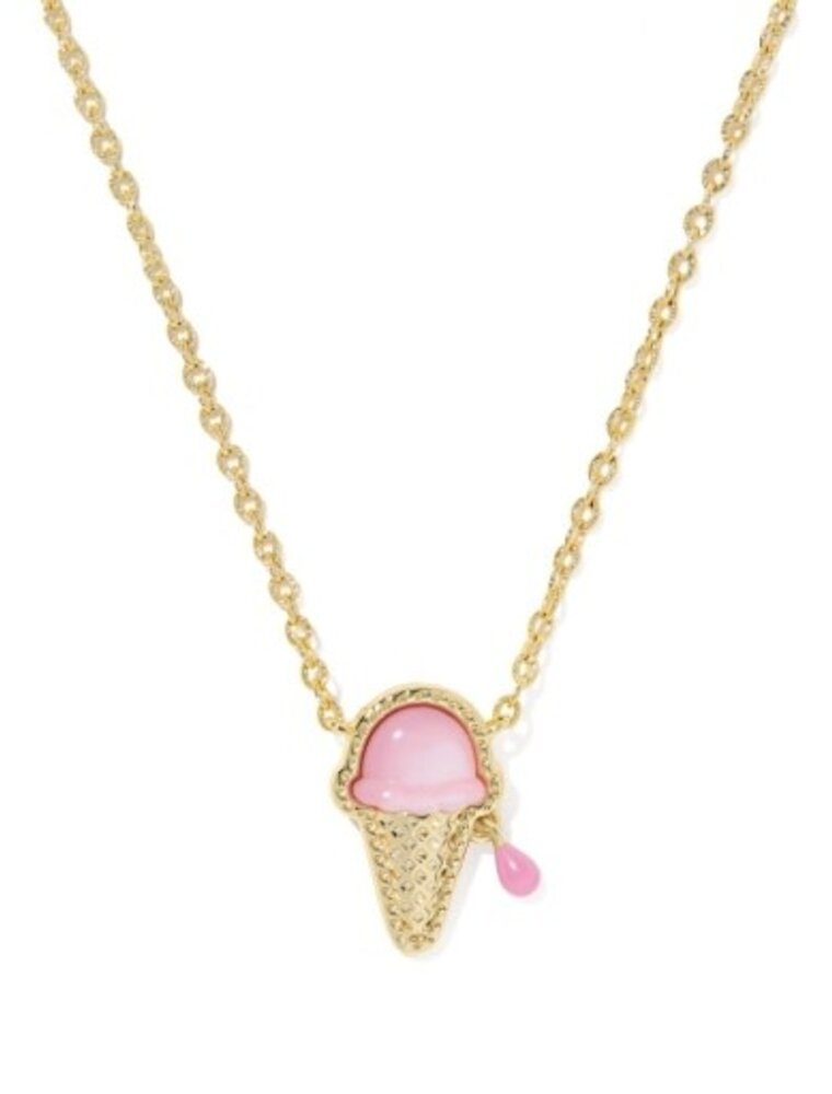 KENDRA SCOTT DESIGN Ice Cream Gold Short Pendant Necklace in Pastel Pink Mother-of-Pearl
