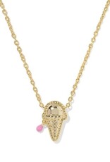 KENDRA SCOTT DESIGN Ice Cream Gold Short Pendant Necklace in Pastel Pink Mother-of-Pearl