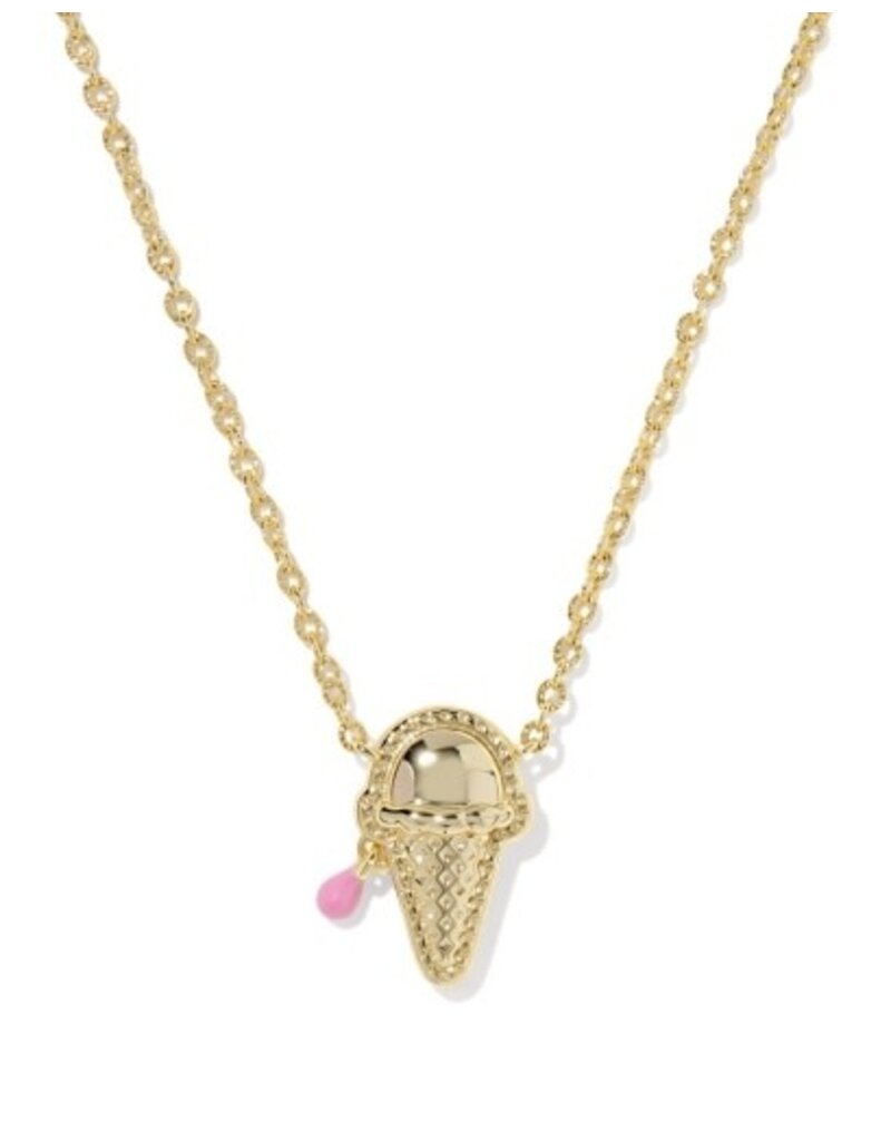 KENDRA SCOTT DESIGN Ice Cream Gold Short Pendant Necklace in Pastel Pink Mother-of-Pearl