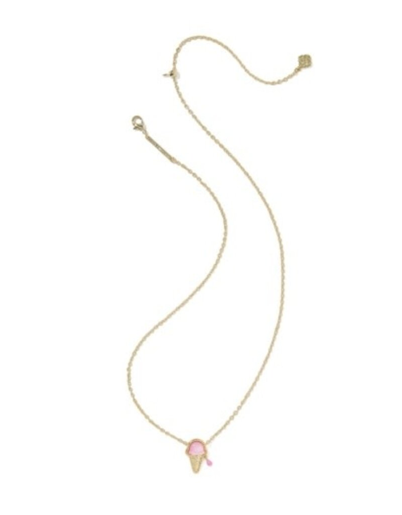 KENDRA SCOTT DESIGN Ice Cream Gold Short Pendant Necklace in Pastel Pink Mother-of-Pearl
