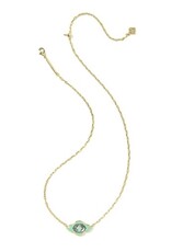 KENDRA SCOTT DESIGN Abbie Medallion Gold Short Pendant Necklace in Abalone Sea Green Mix