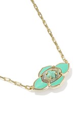 KENDRA SCOTT DESIGN Abbie Medallion Gold Short Pendant Necklace in Abalone Sea Green Mix
