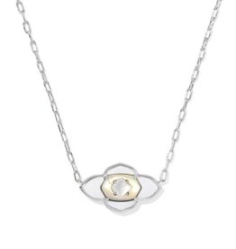 KENDRA SCOTT DESIGN Abbie Medallion Silver Short Pendant Necklace in White Mix
