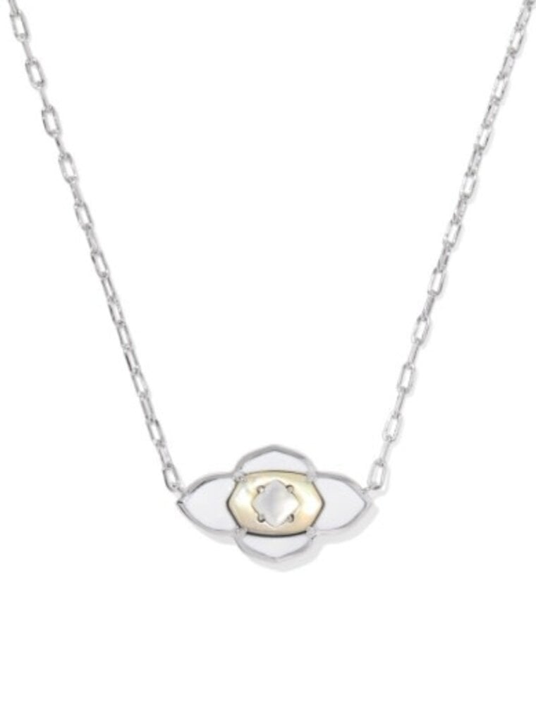 KENDRA SCOTT DESIGN Abbie Medallion Silver Short Pendant Necklace in White Mix