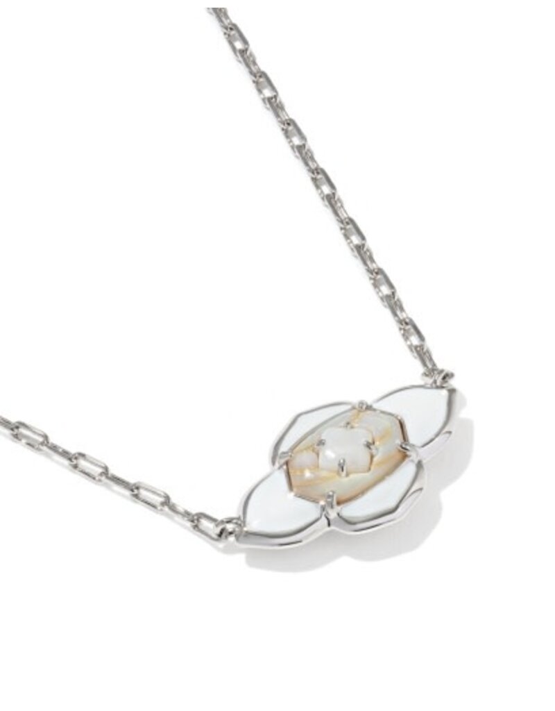 KENDRA SCOTT DESIGN Abbie Medallion Silver Short Pendant Necklace in White Mix