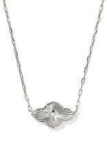 KENDRA SCOTT DESIGN Abbie Medallion Silver Short Pendant Necklace in White Mix