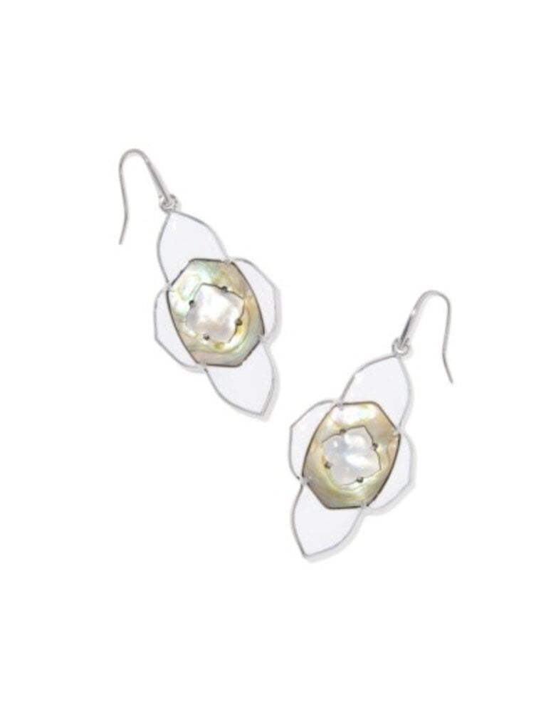 KENDRA SCOTT DESIGN Abbie Medallion Silver Drop Earrings in White Mix