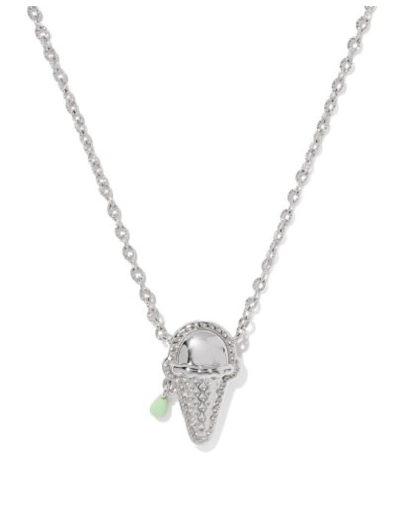 KENDRA SCOTT DESIGN Ice Cream Silver Short Pendant Necklace in Mint Mother-of-Pearl