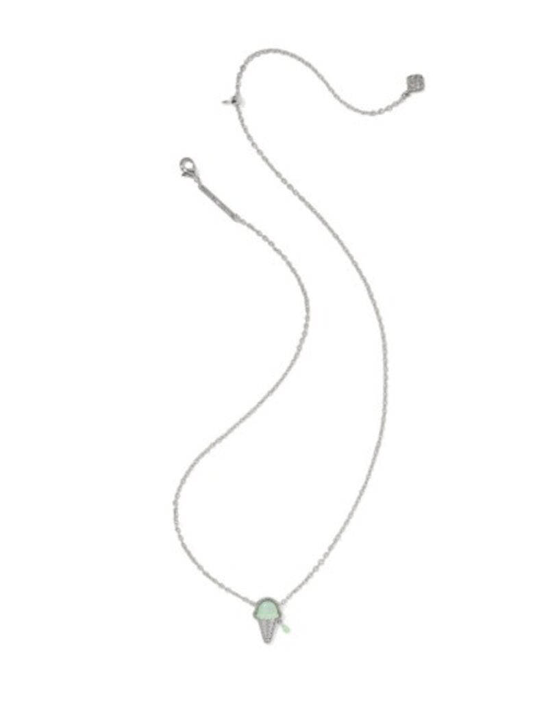 KENDRA SCOTT DESIGN Ice Cream Silver Short Pendant Necklace in Mint Mother-of-Pearl