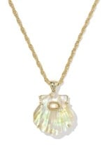 KENDRA SCOTT DESIGN Lucia Shell Gold Short Pendant Necklace in Iridescent Abalone