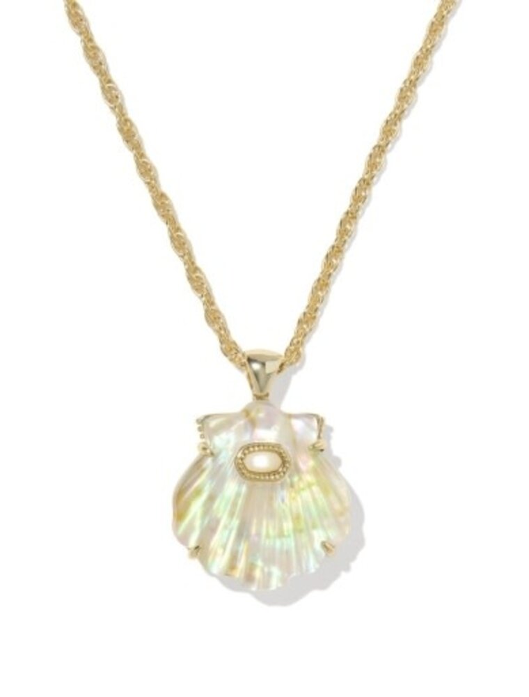 KENDRA SCOTT DESIGN Lucia Shell Gold Short Pendant Necklace in Iridescent Abalone