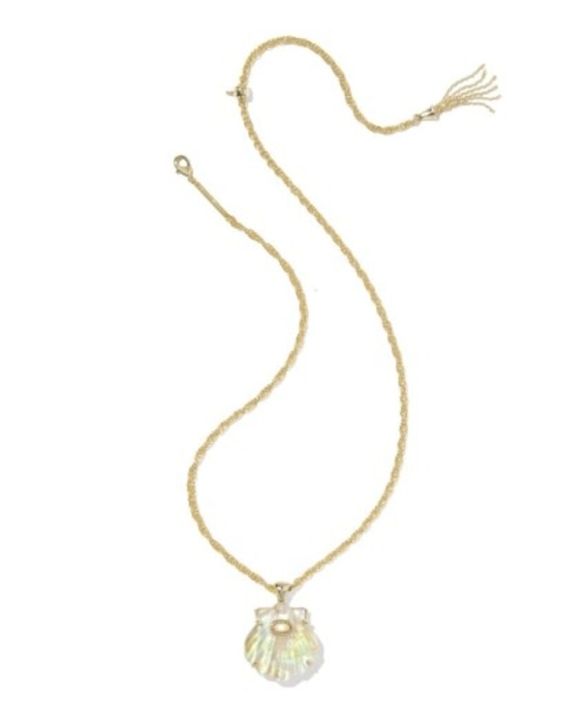 KENDRA SCOTT DESIGN Lucia Shell Gold Short Pendant Necklace in Iridescent Abalone