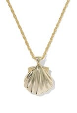 KENDRA SCOTT DESIGN Lucia Shell Gold Short Pendant Necklace in Iridescent Abalone