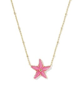KENDRA SCOTT DESIGN Parker Starfish Gold Short Pendant Necklace in Bright Pink Mother-of-Pearl